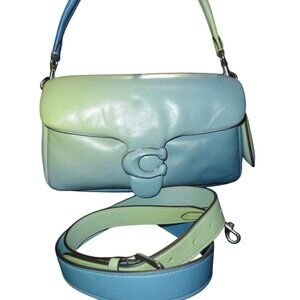 Coach 2022 Blue to Cream Ombré Dégradé Napa Leather Pillow Tabby Crossbody Handb